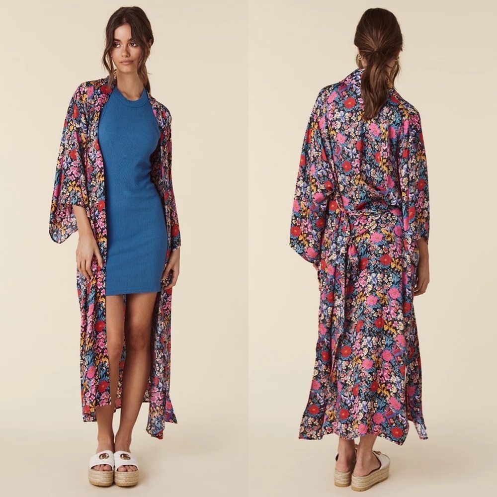 Nwt Spell & The Gypsy X Revolve Last Drinks Floral Maxi Robe M/L - Picture 2 of 7
